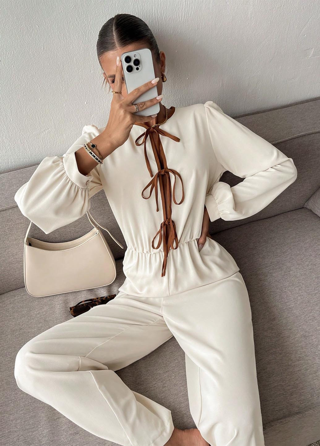 Комбінезон SHEIN комбінезон-брюки однотонний молочний святковий, вечірній, кежуал поліестер