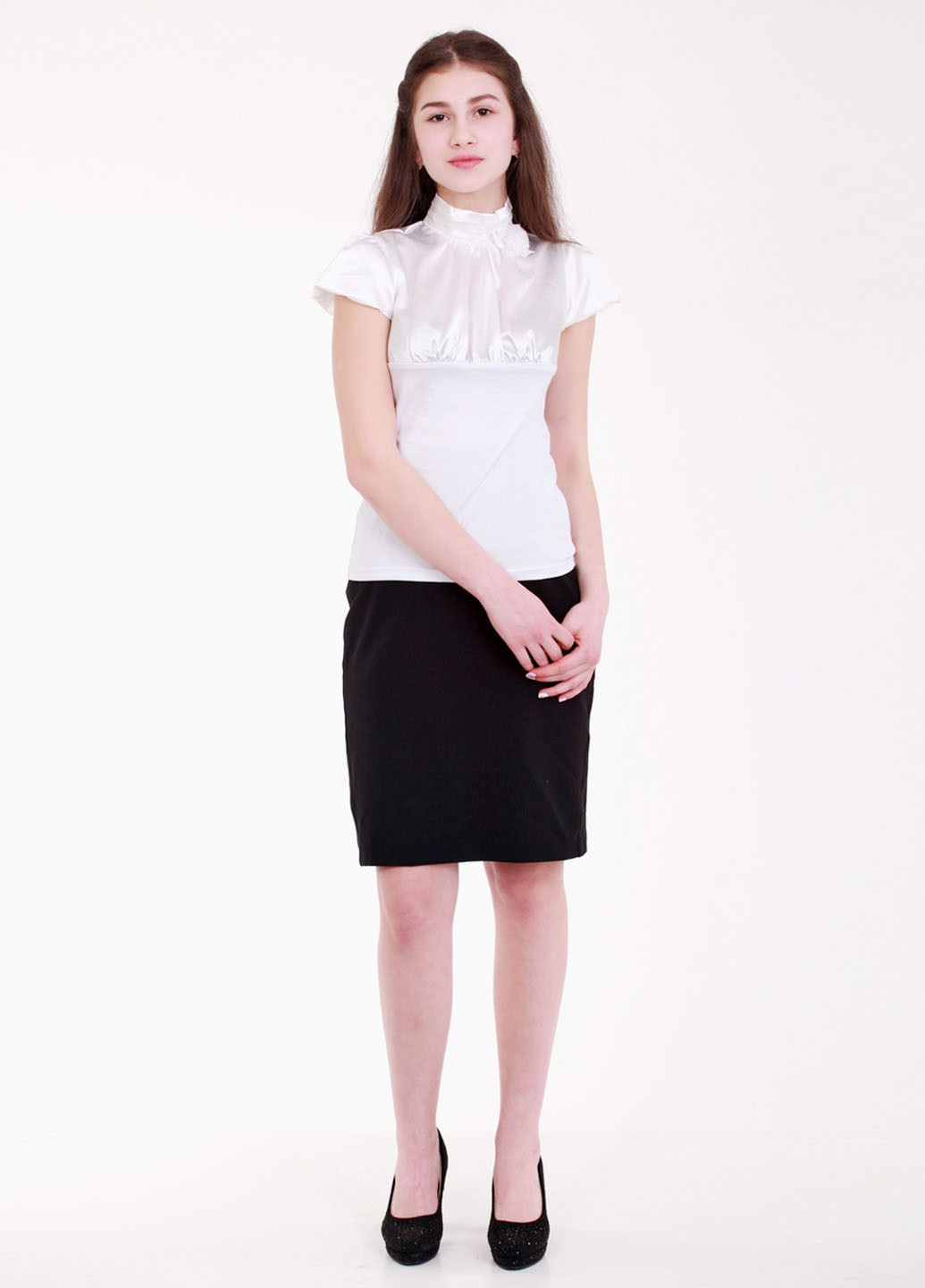Белая блузка с коротким рукавом DiMax летняя