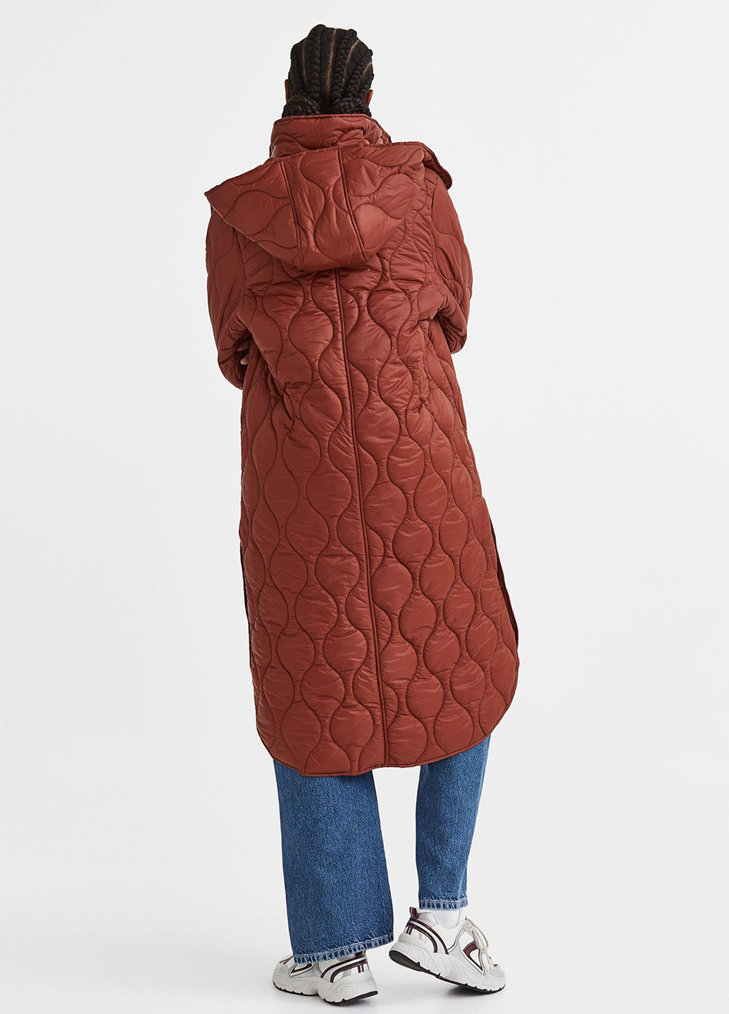 Терракотовая зимняя куртка подовжена H&M