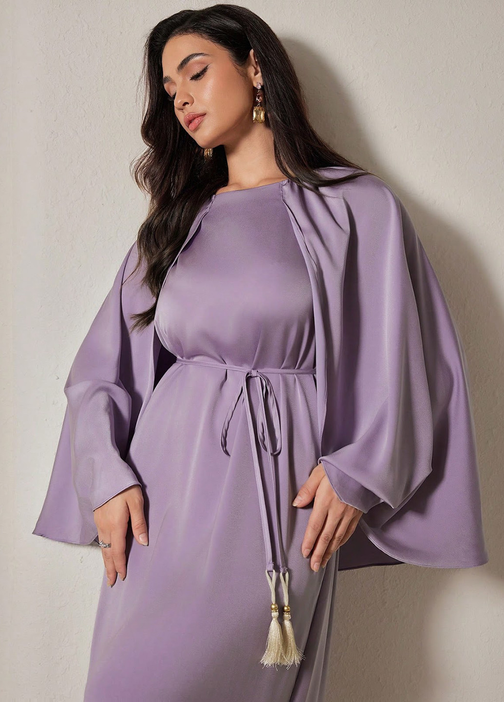 Сиреневое вечернее платье платье-кейп SHEIN однотонное