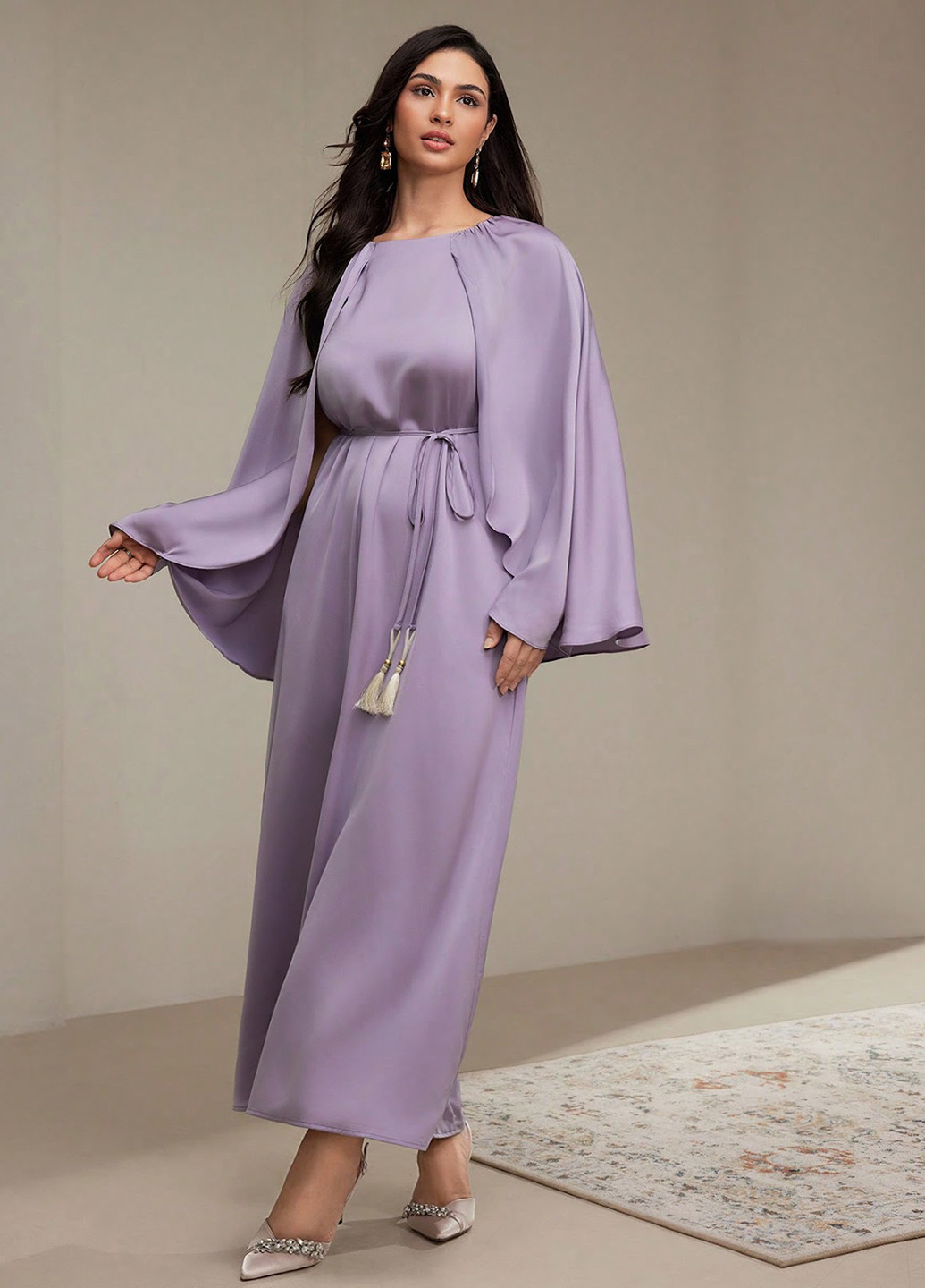 Сиреневое вечернее платье платье-кейп SHEIN однотонное