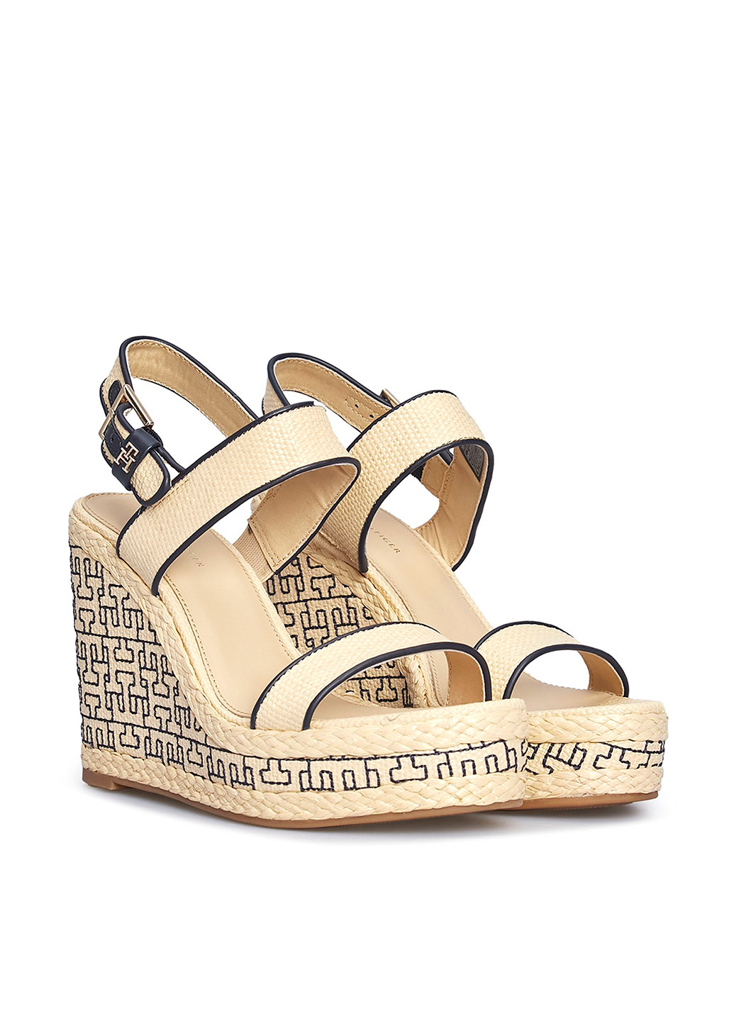Бежевые босоножки Tommy Hilfiger с ремешком с логотипом, плетение