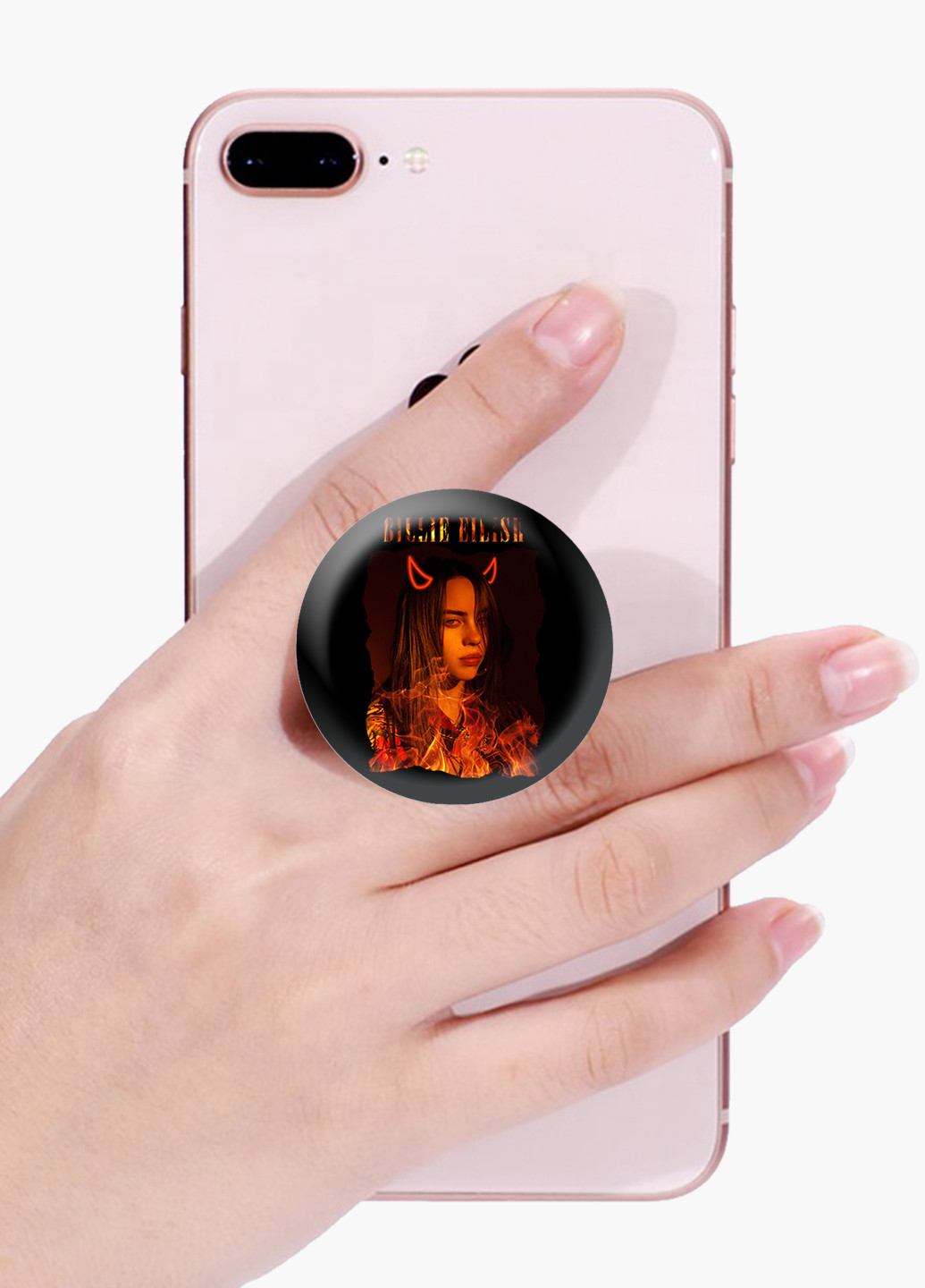 Попсокет (Popsockets) тримач для смартфону Біллі Айлиш (Billie Eilish) (8754-1602) Чорний MobiPrint (216748512)