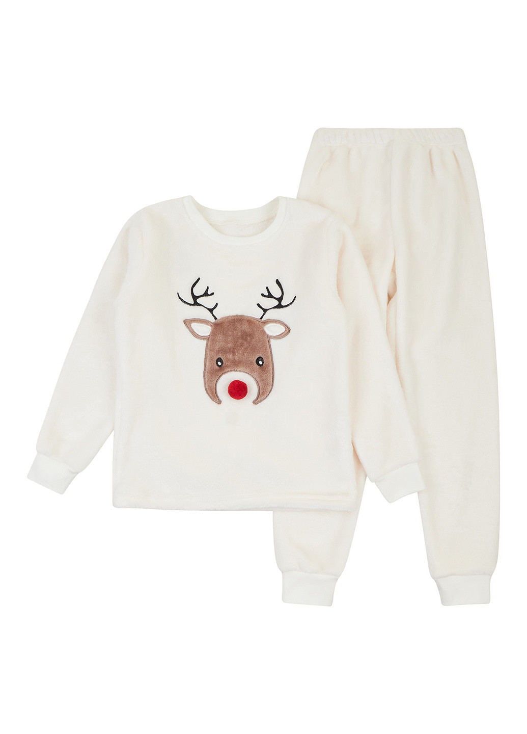 Молочная зимняя пижама (свитшот, брюки) Фламинго