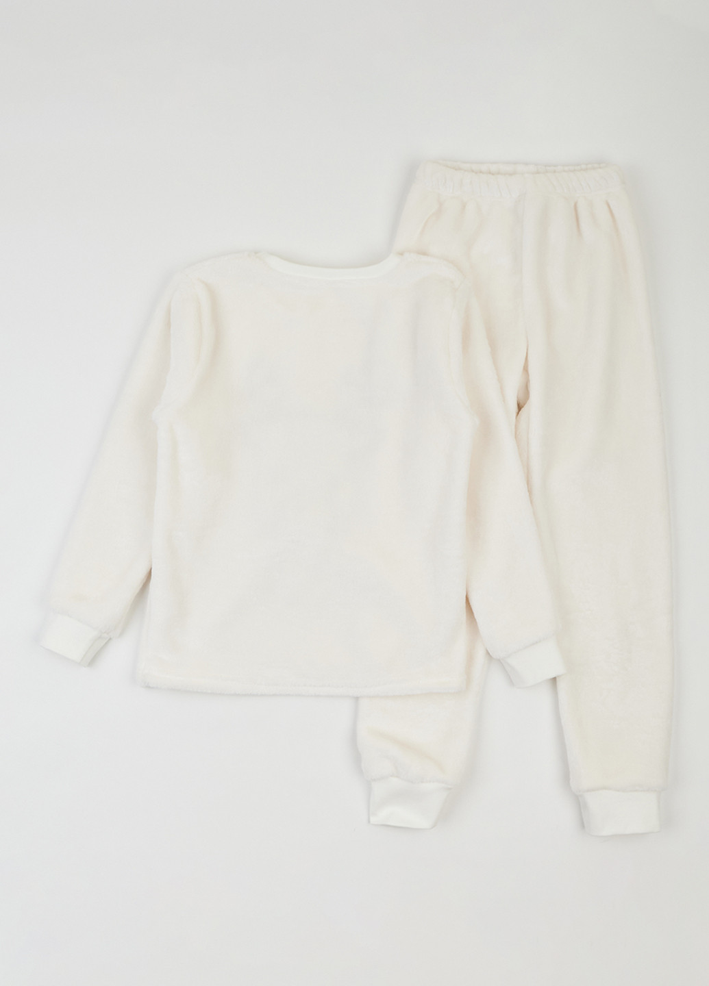 Молочная зимняя пижама (свитшот, брюки) Фламинго