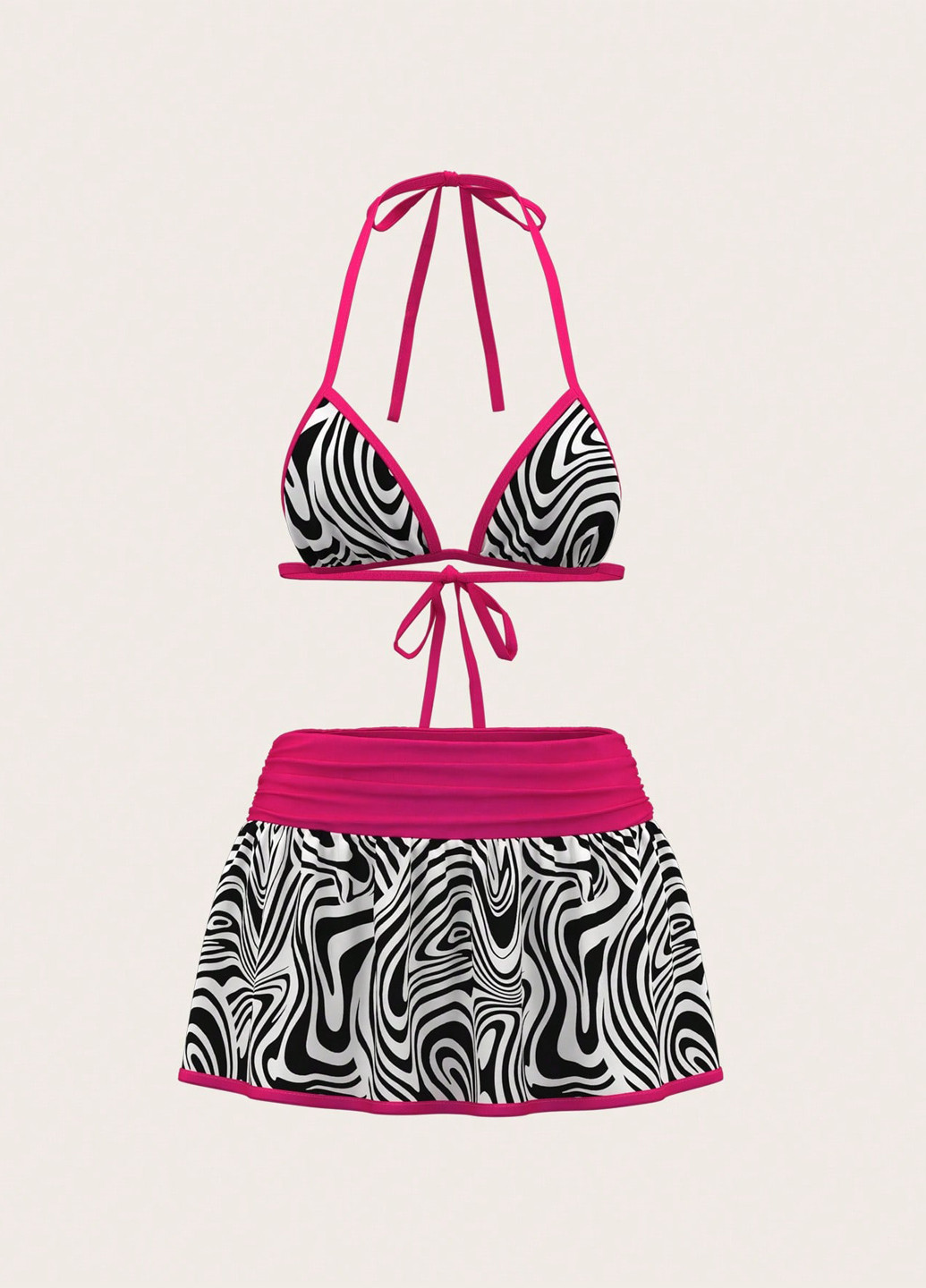 Чорно-білий літній купальник (ліф, спідниця) роздільний, бікіні SHEIN