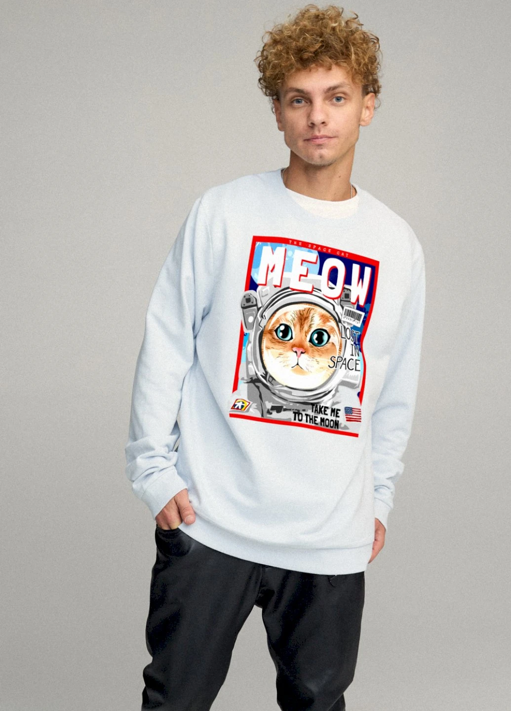 Світло-блакитний світшот чоловічий oversize /no flis/ YAPPI (252258968)