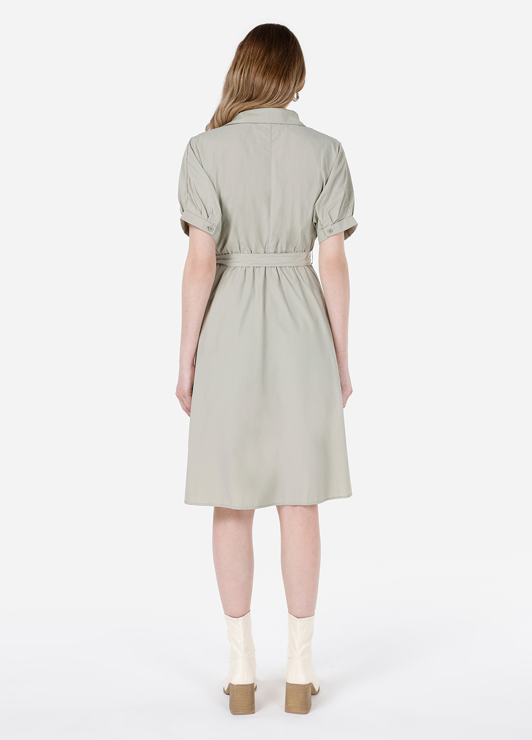 Оливковое кэжуал платье клеш, рубашка Colin's однотонное