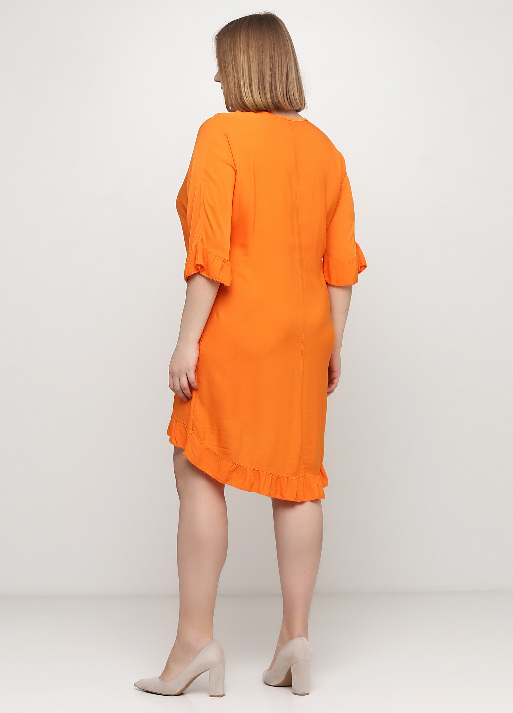 Оранжевое кэжуал платье а-силуэт New Collection однотонное