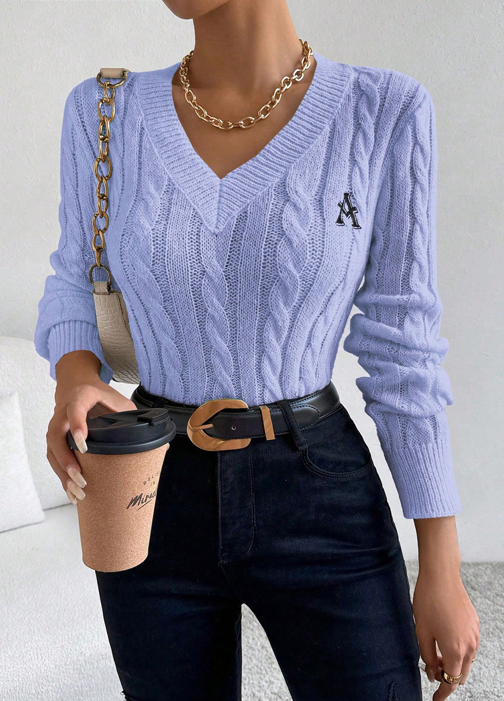 Світло-блакитний демісезонний пуловер пуловер SHEIN