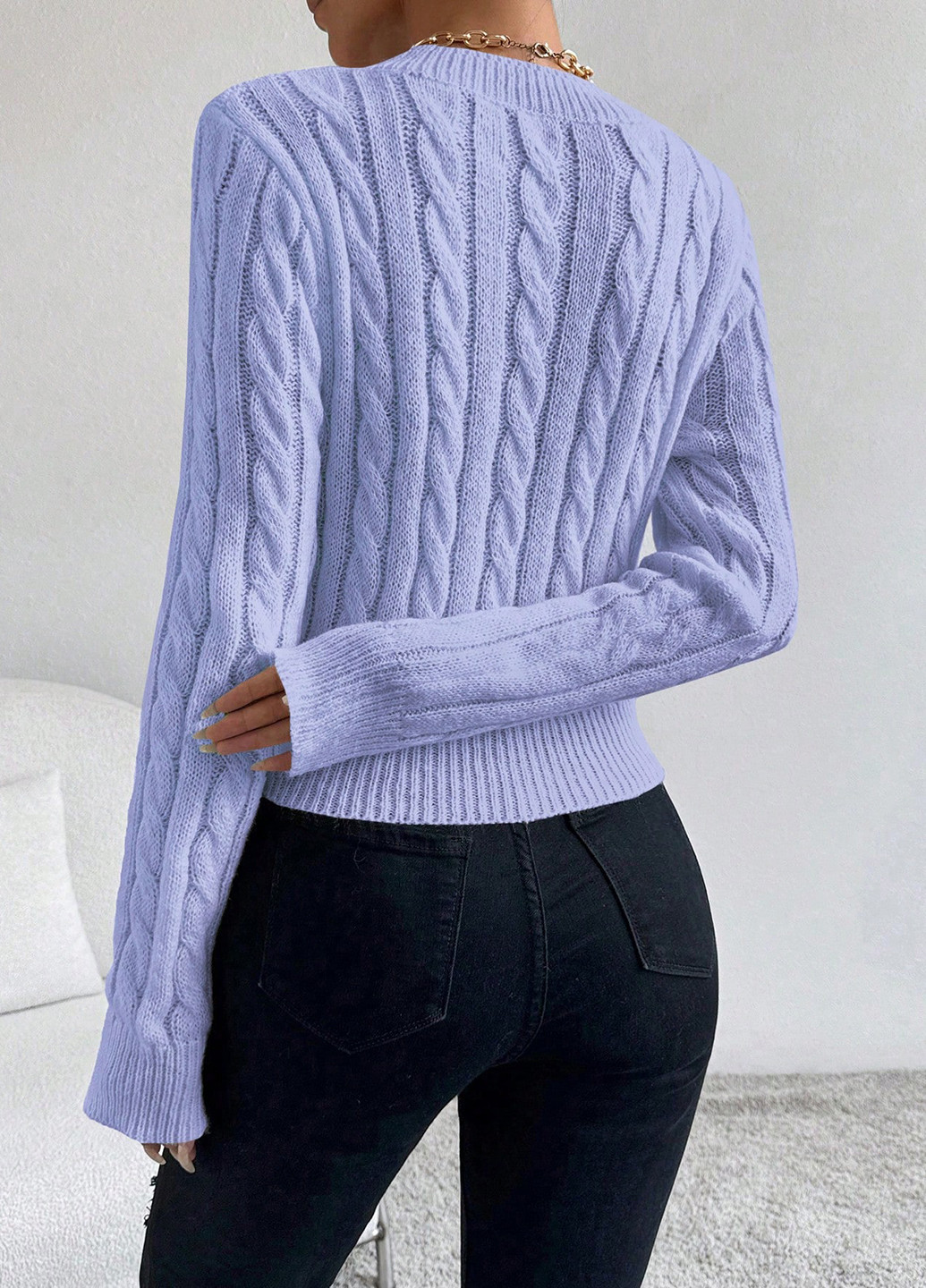 Світло-блакитний демісезонний пуловер пуловер SHEIN