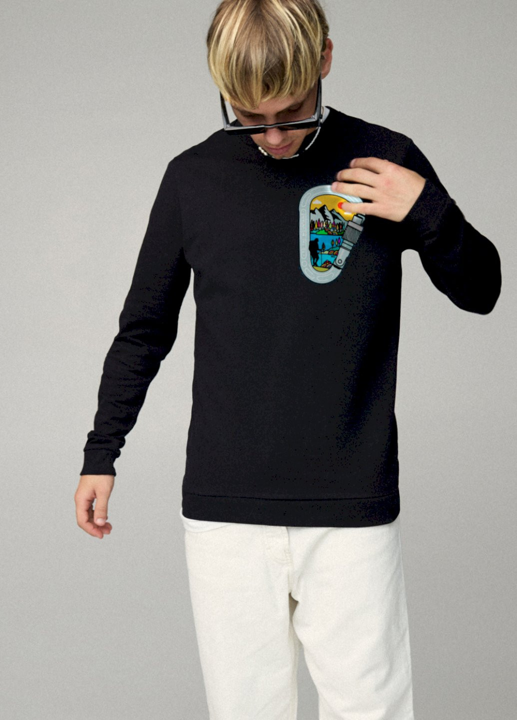 Чорний свитшот мужской basic /no flis/ YAPPI малюнок (254557803)