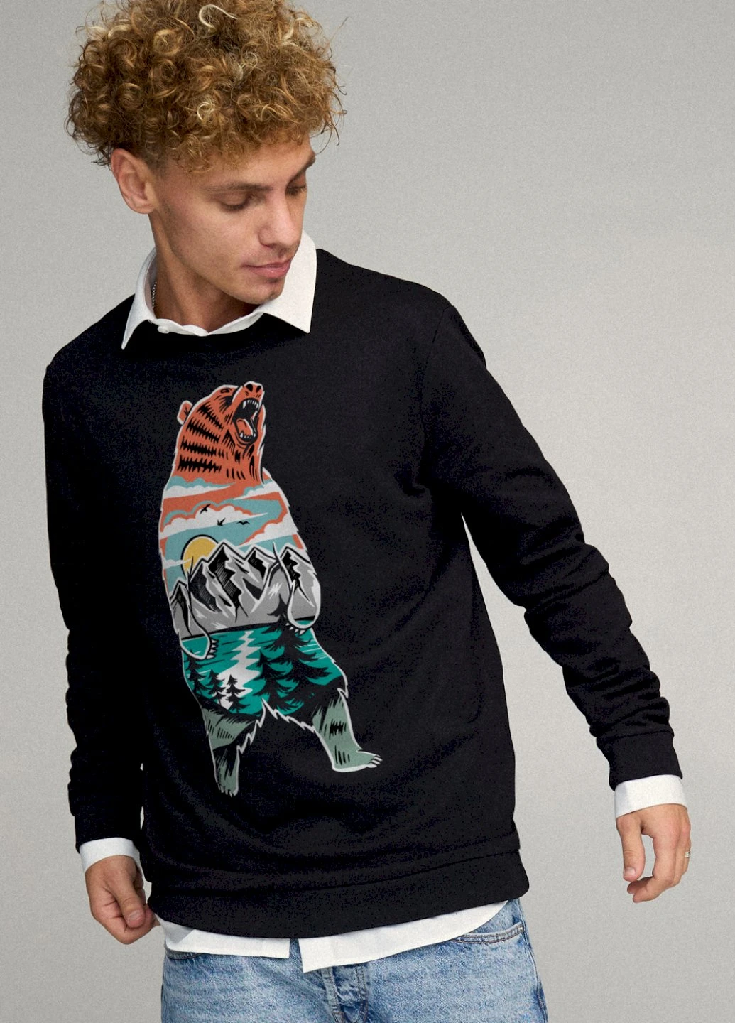 Чорний світшот чоловічий oversize /no flis/ YAPPI малюнок (251424256)