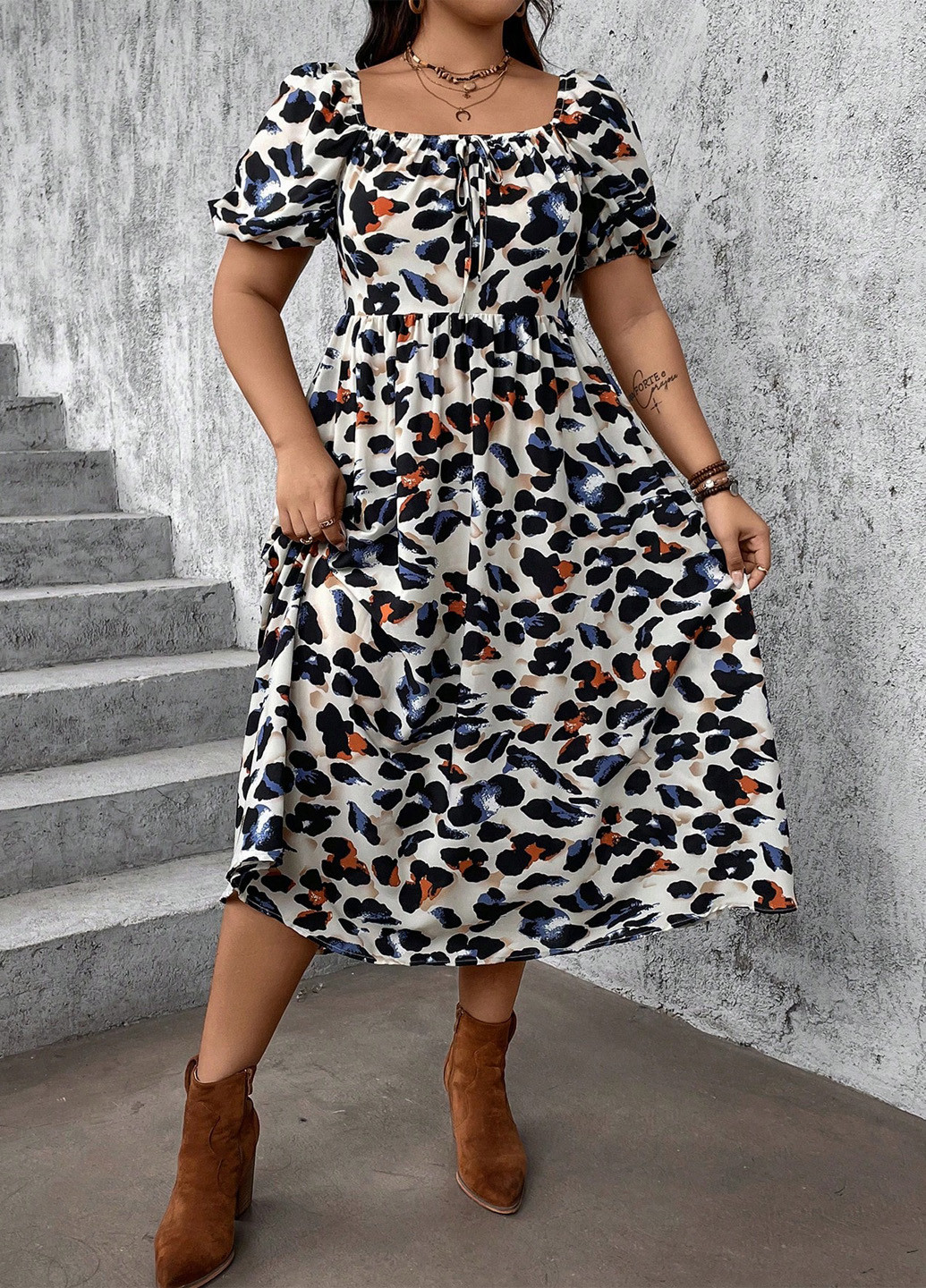 Комбінована кежуал сукня SHEIN з абстрактним візерунком