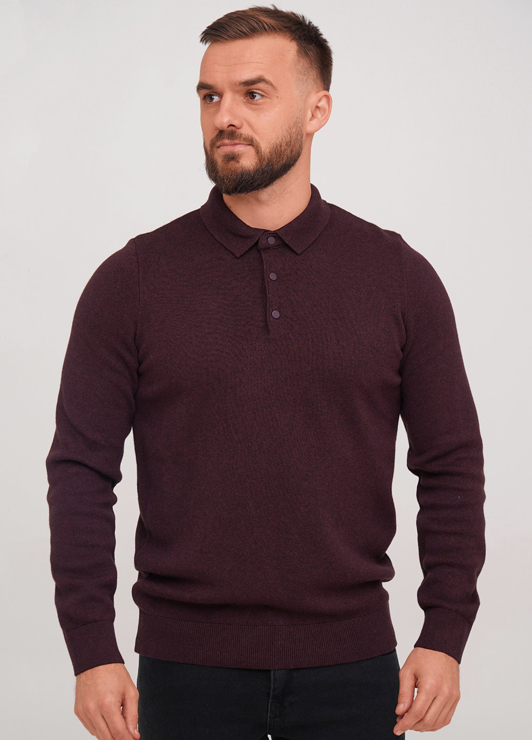 Бордовая футболка-поло для мужчин Trend Collection меланжевая