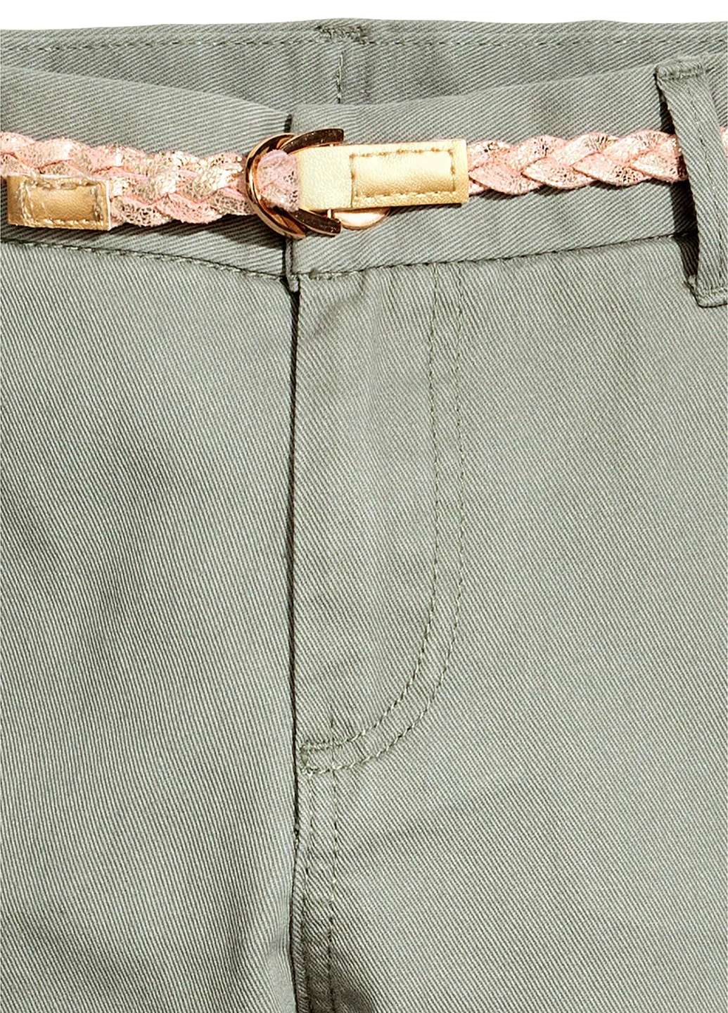 Хаки кэжуал демисезонные со средней талией брюки H&M