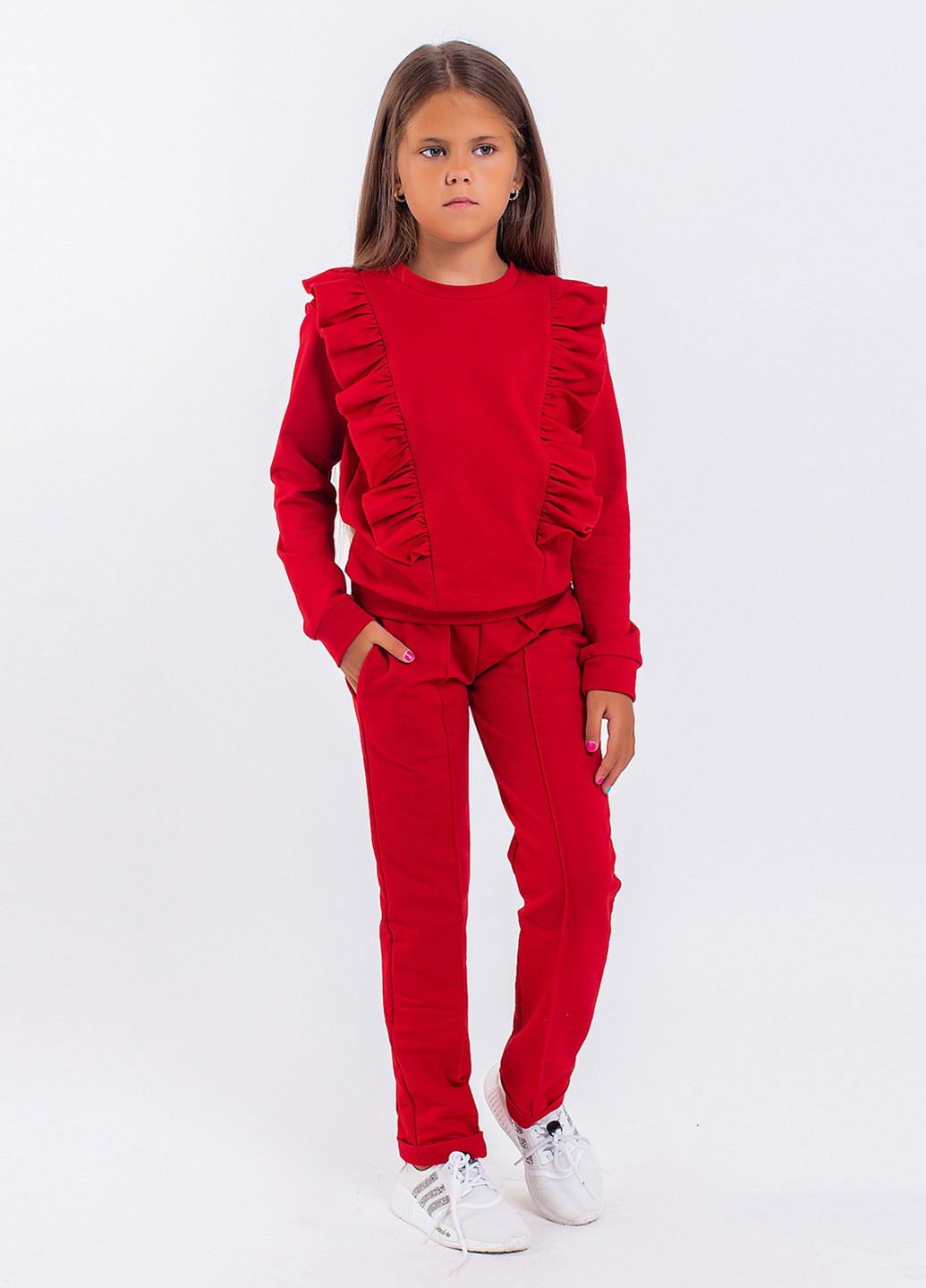 Червоний демісезонний костюм (світшот, брюки) брючний Modna Anka