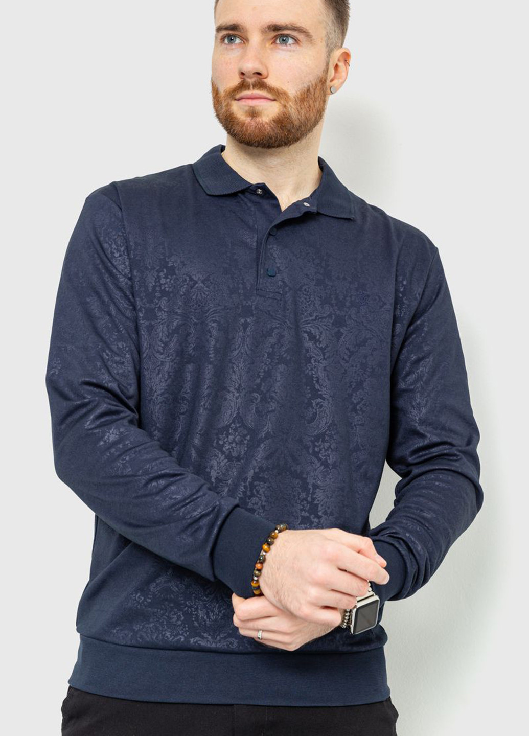Темно-синяя футболка-поло для мужчин Ager с абстрактным узором