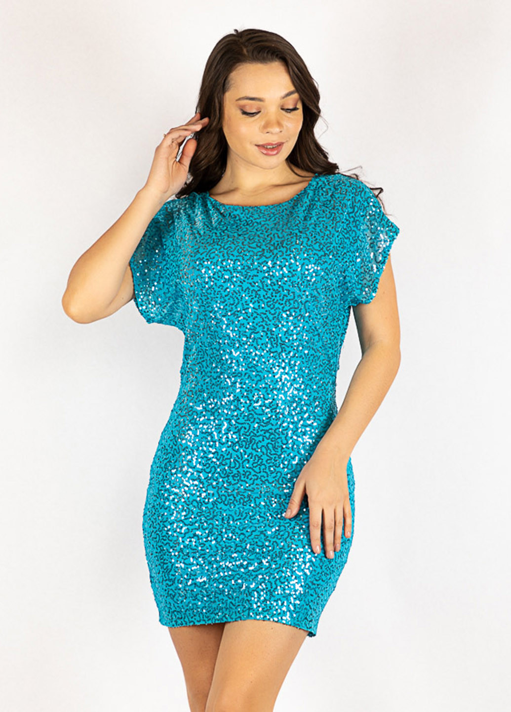 Голубое вечернее платье с открытой спиной Time of Style однотонное