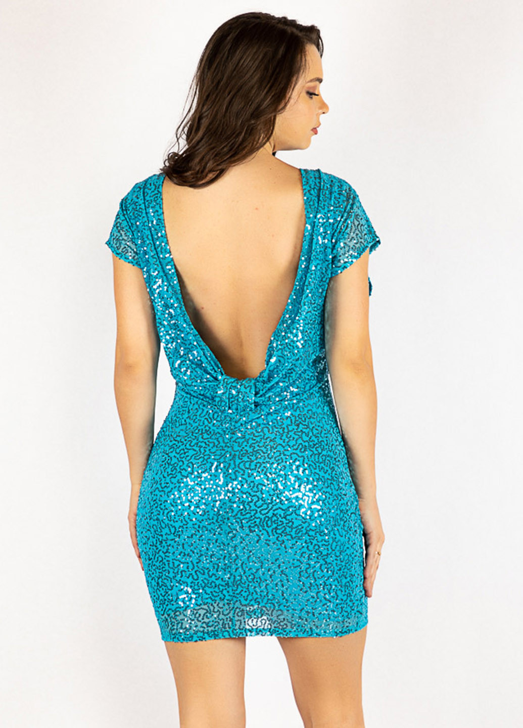 Блакитна вечірня сукня з відкритою спиною Time of Style однотонна