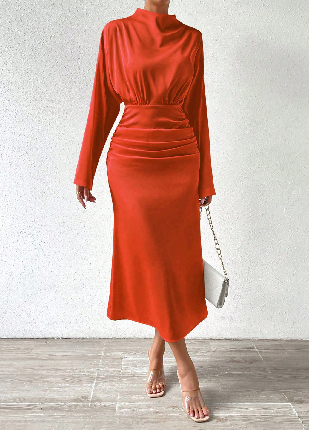 Оранжевое кэжуал платье футляр SHEIN однотонное