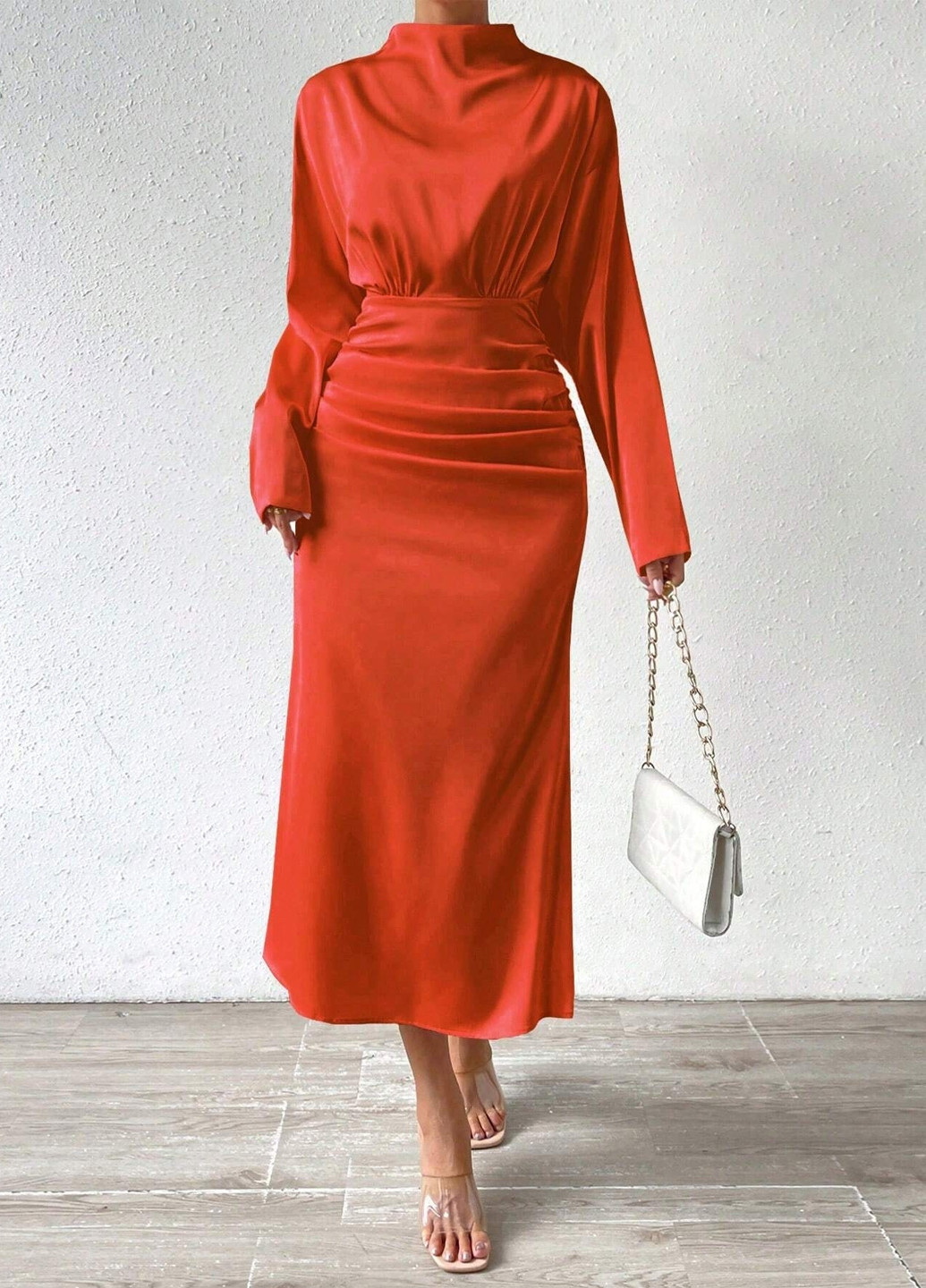 Оранжевое кэжуал платье футляр SHEIN однотонное