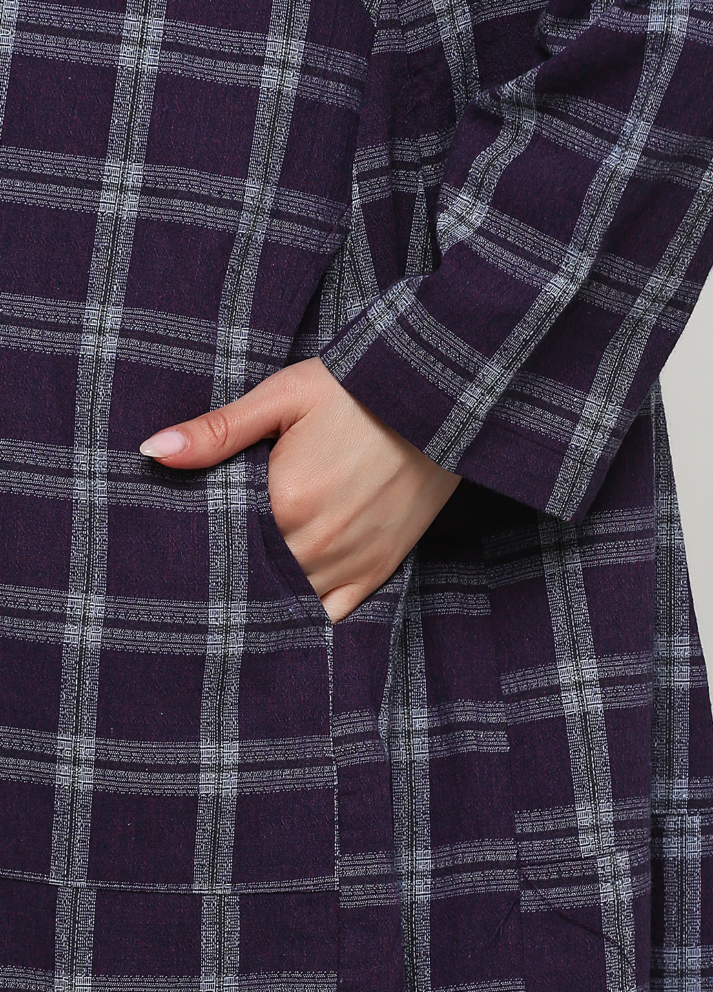 Темно-фиолетовое кэжуал платье рубашка Normcore firenze в клетку