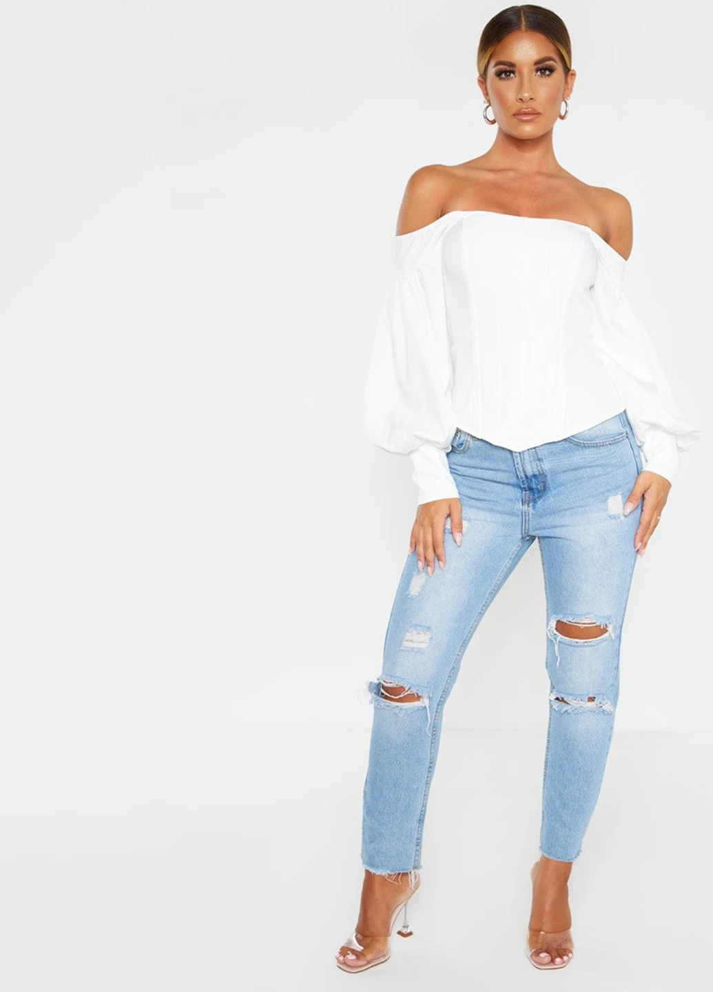 Біла блуза PrettyLittleThing