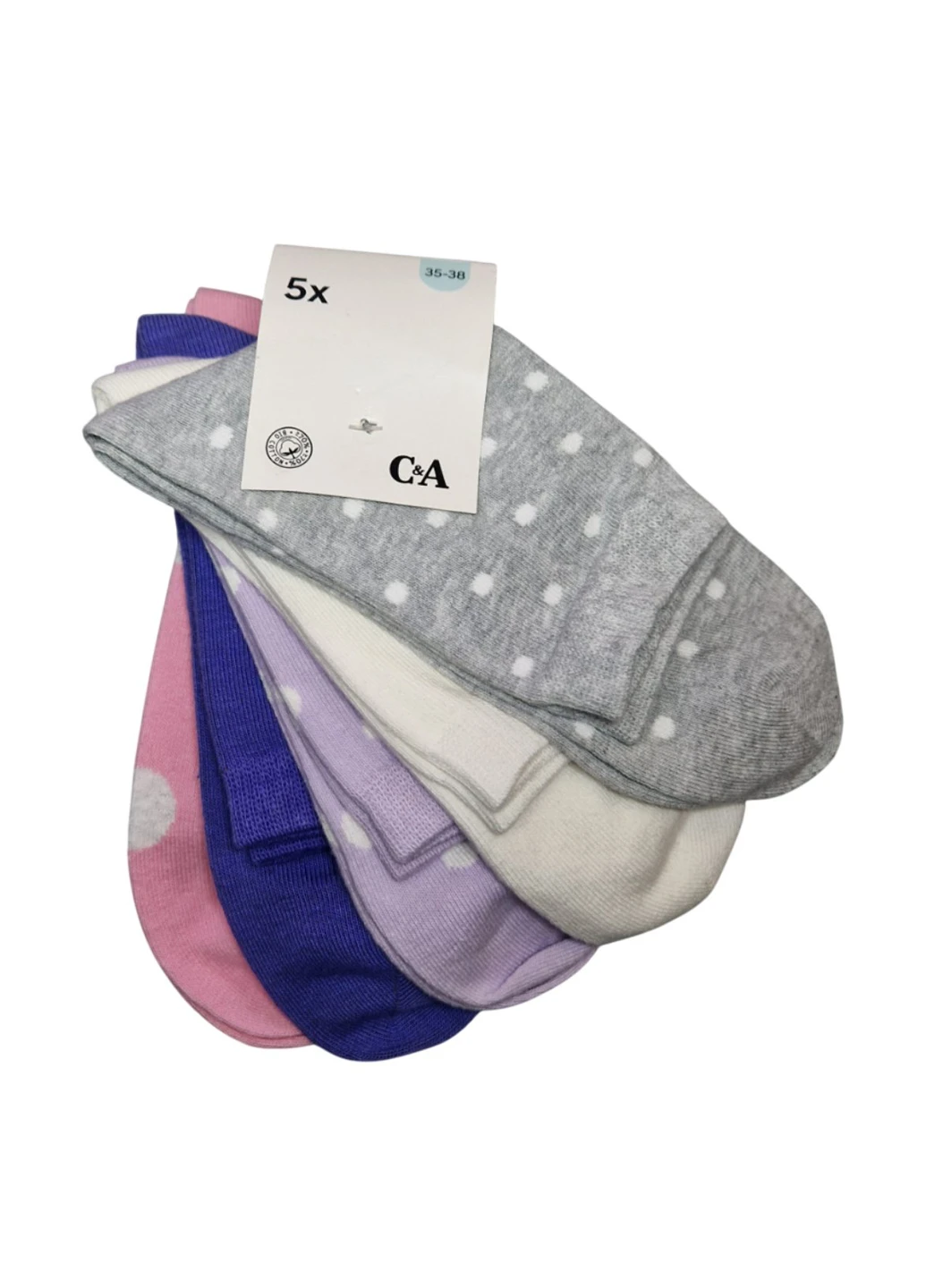 Комбинированные носки (5 пар) C&A горошки (341560720)