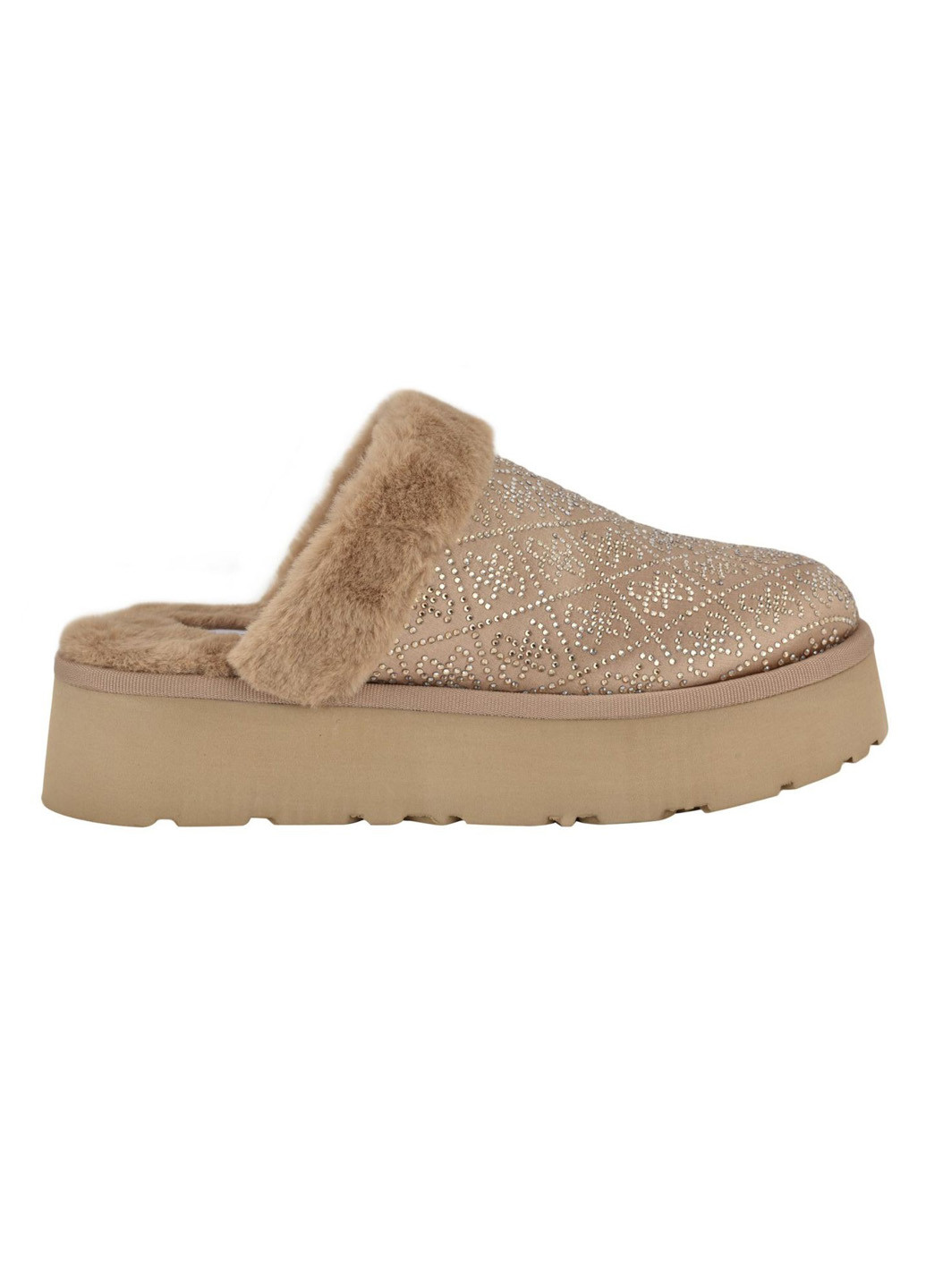 Бежевые сабо Guess на платформе со стразами