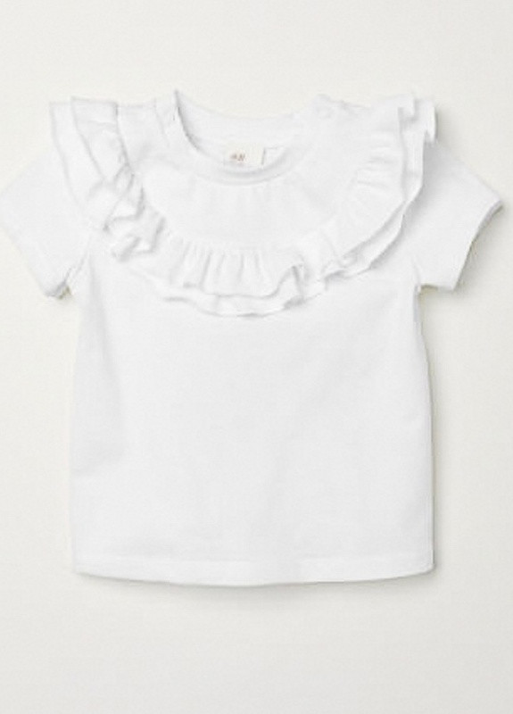 Белая футболка с оборками H&M