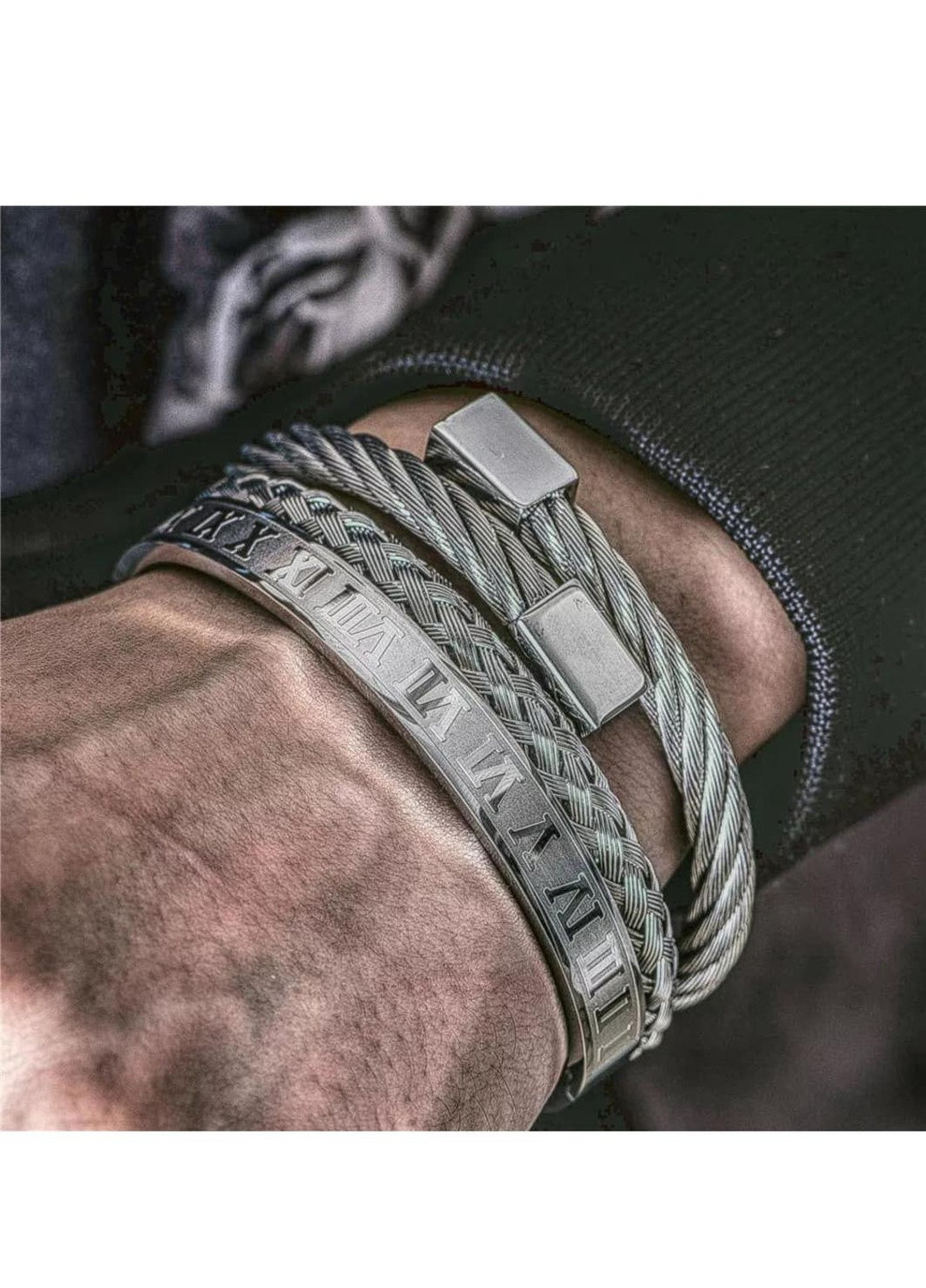 Чоловічі Браслети сріблясті із ювелірної нержавіючої сталі No Brand (254490957)