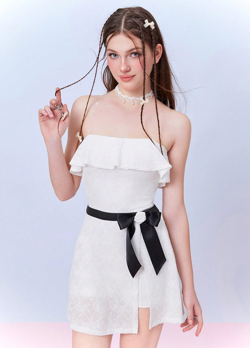 Белое кэжуал платье SHEIN однотонное