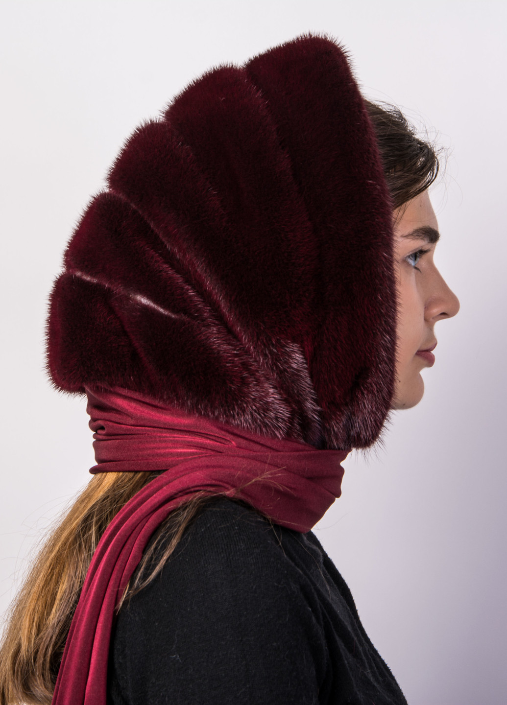 Женский норковый капор на голову Меховой Стиль ракушка (246420959)