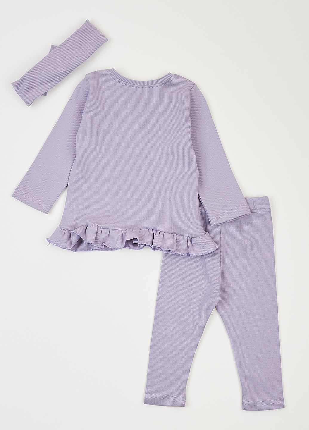 Бузковий демісезонний комплект (лонгслів, легінси, пов'язка) Фламинго