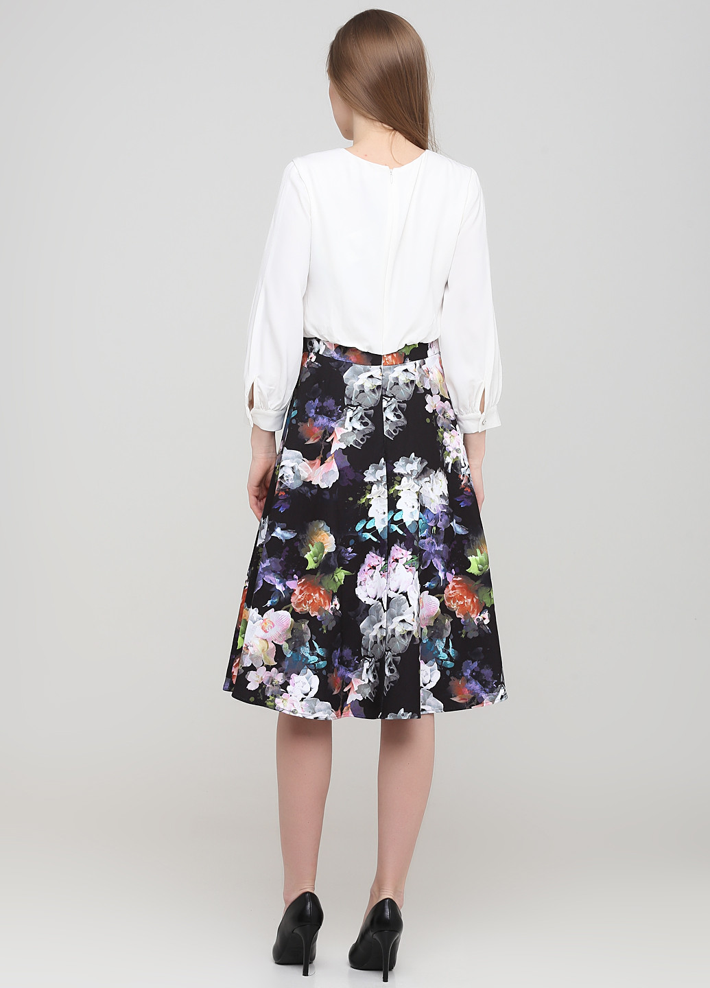 Комбинированное деловое платье клеш Vero Moda с цветочным принтом