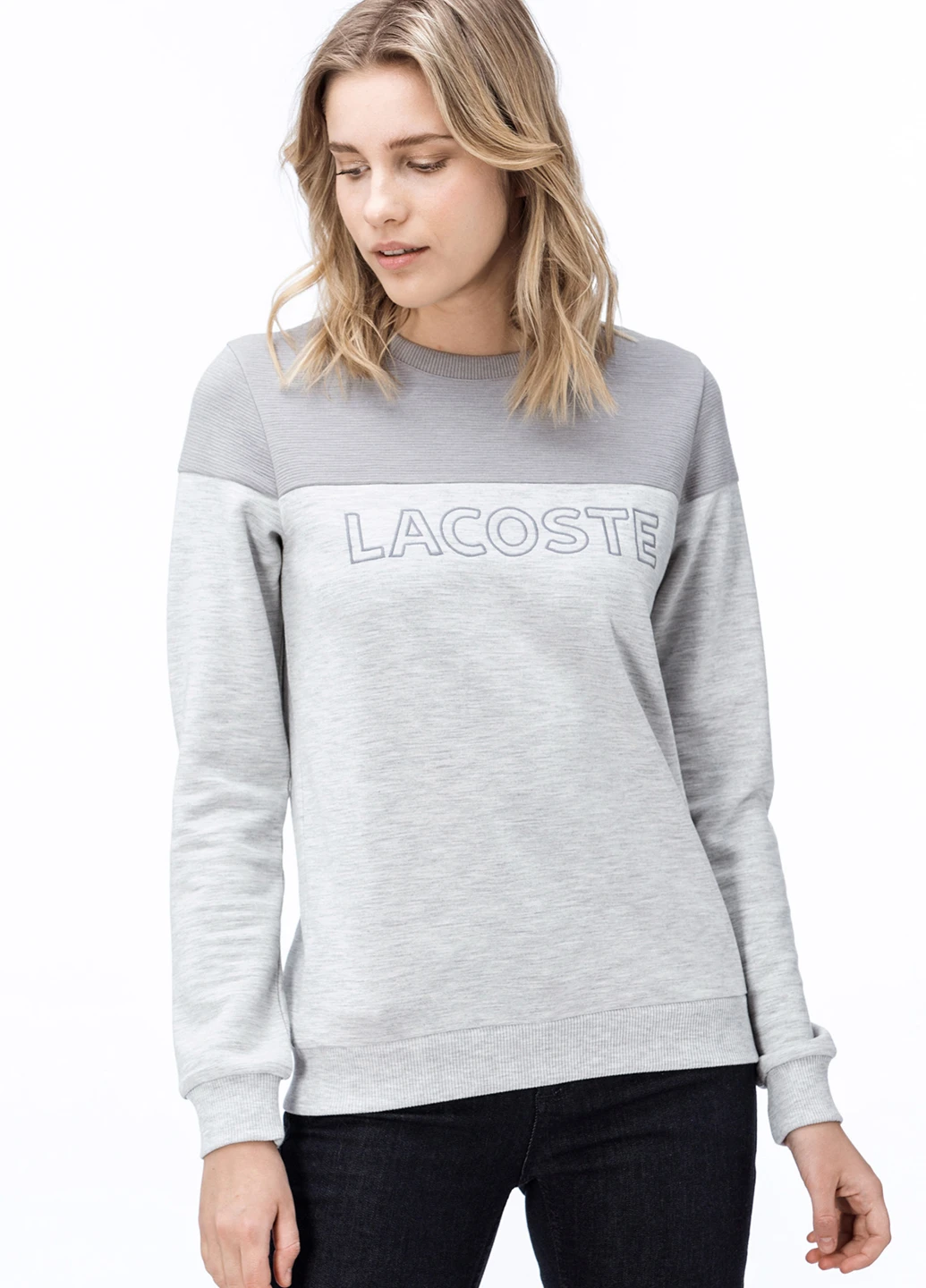Світло-сірий світшот Lacoste меланж вишивка (250493809)