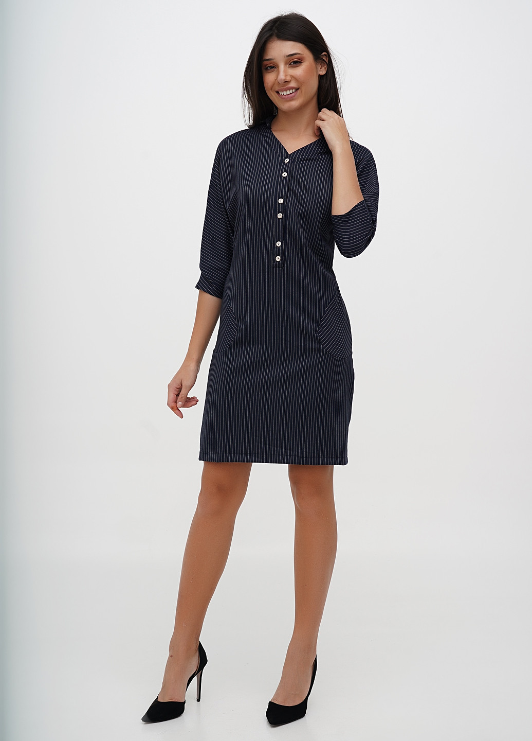 Синее кэжуал платье Sassofono однотонное