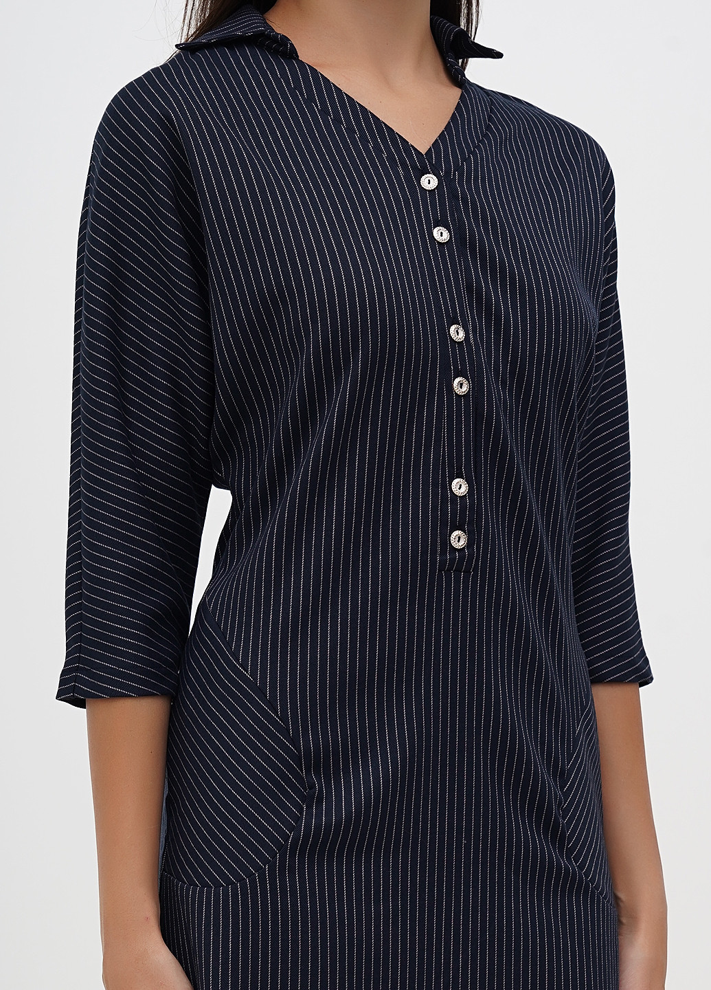 Синее кэжуал платье Sassofono однотонное