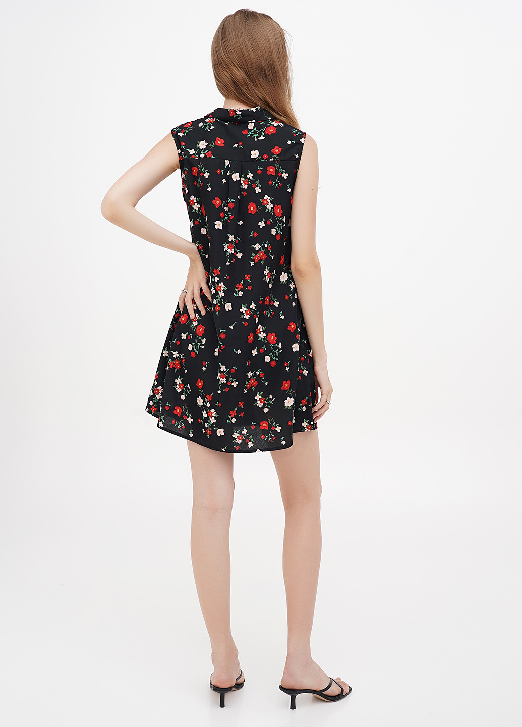 Черное кэжуал платье рубашка Terranova с цветочным принтом