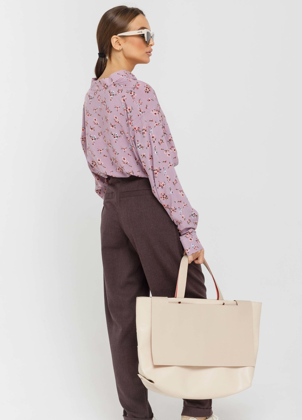 Темно-лиловые кэжуал летние брюки Ри Мари