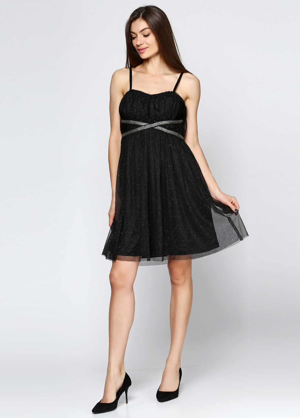 Черное коктейльное платье Cache Cache однотонное