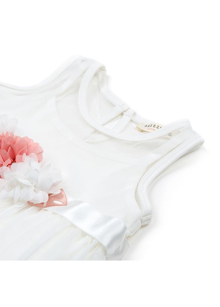 Коричневое платье с цветочками и кружевом (12531-110g-cream) Breeze (205765759)