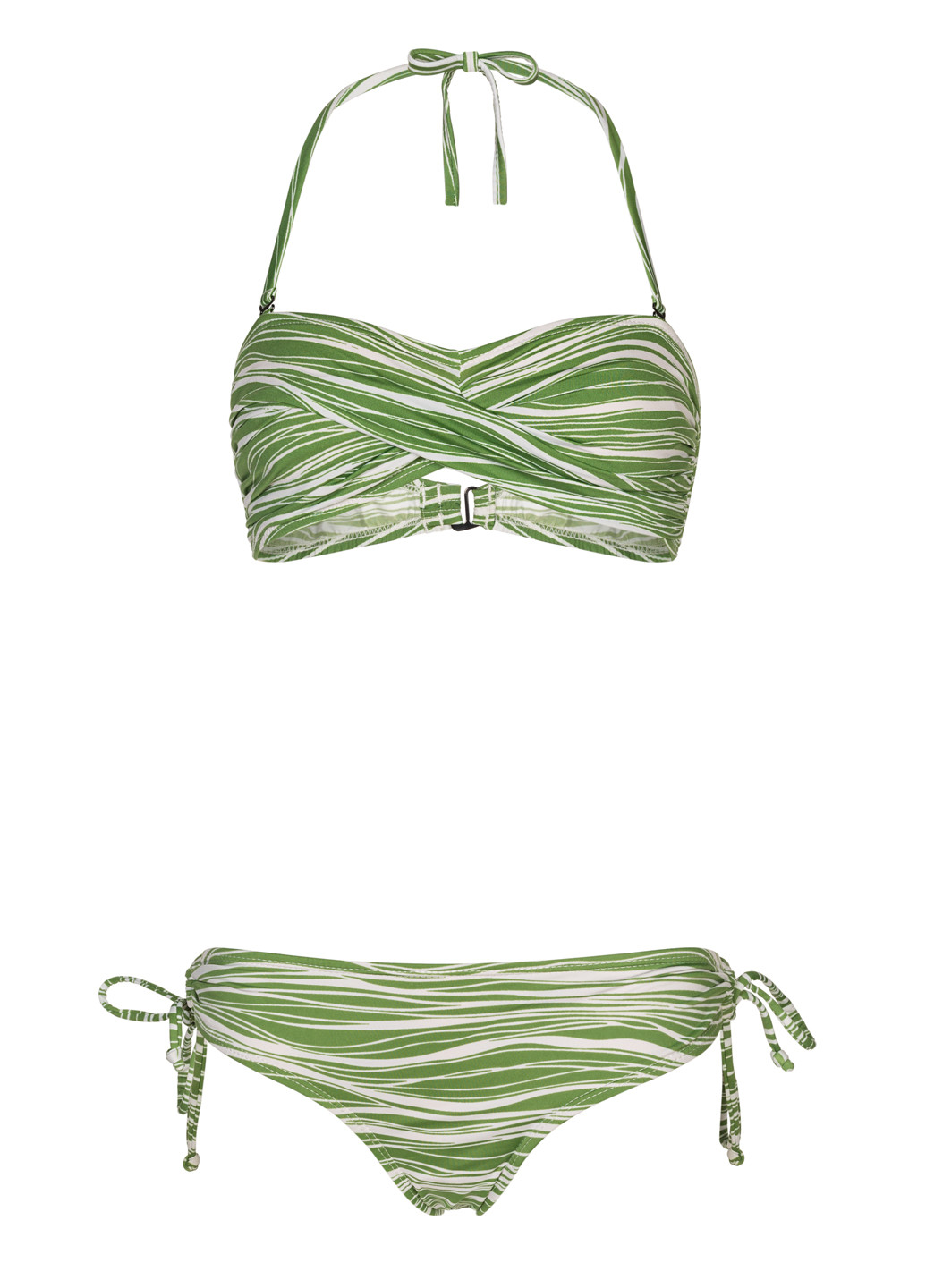 Зелений літній купальник бандо в полоску роздільний, бікіні, бандо, халтер Beach Panties