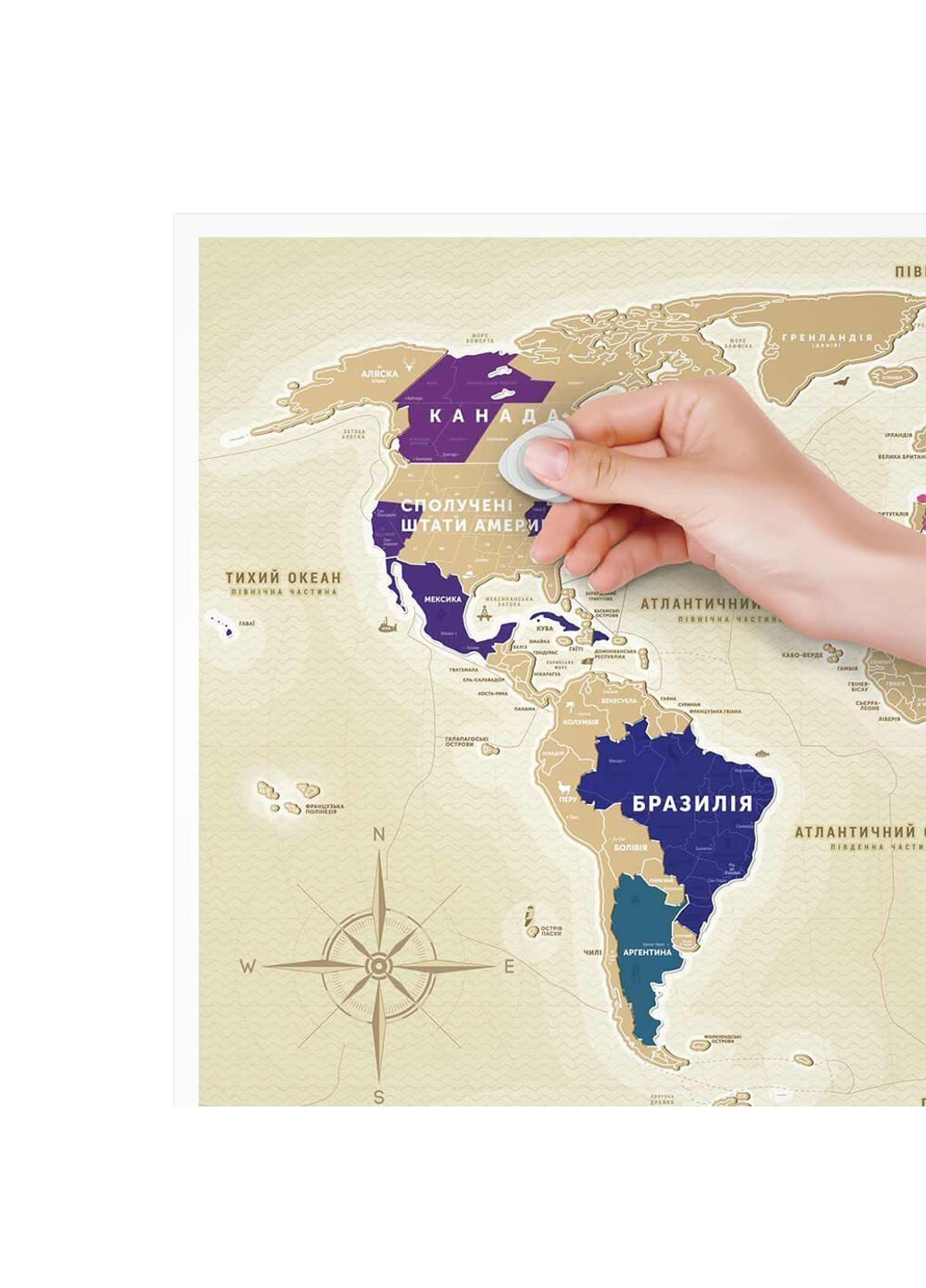 Скретч карта світу "Travel Map Gold World" (укр) (тубус) 1DEA.me (254288758)