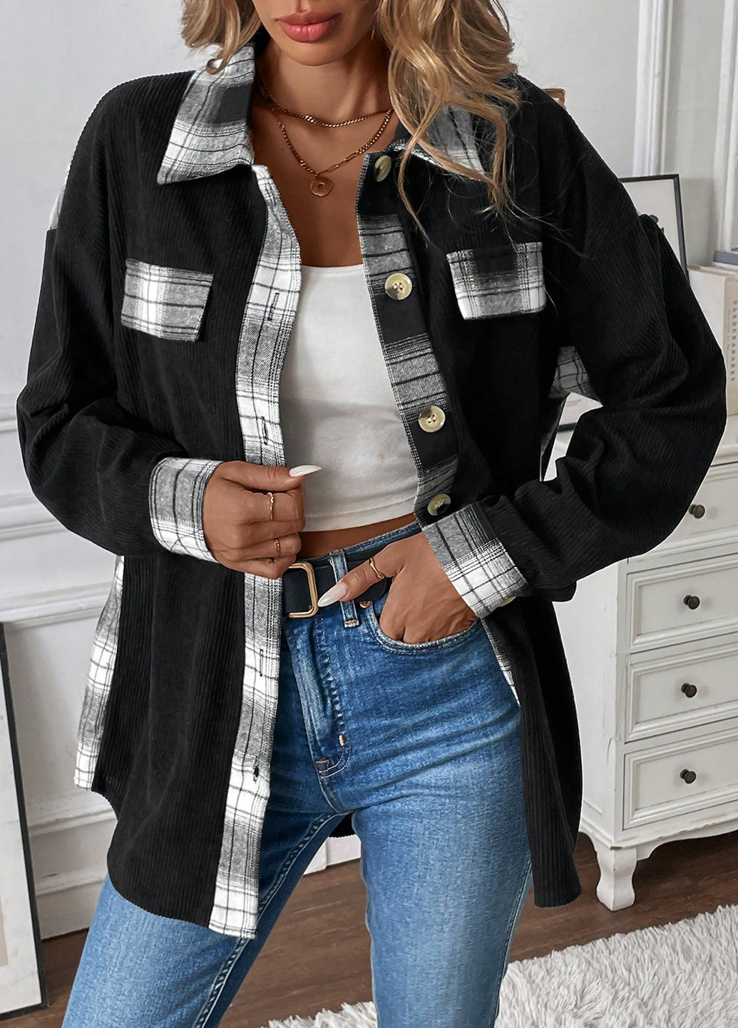 Куртка-рубашка SHEIN (332810942)