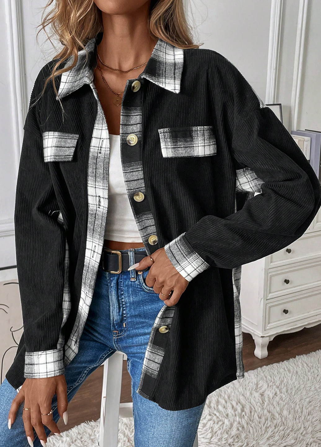 Куртка-рубашка SHEIN (332810942)