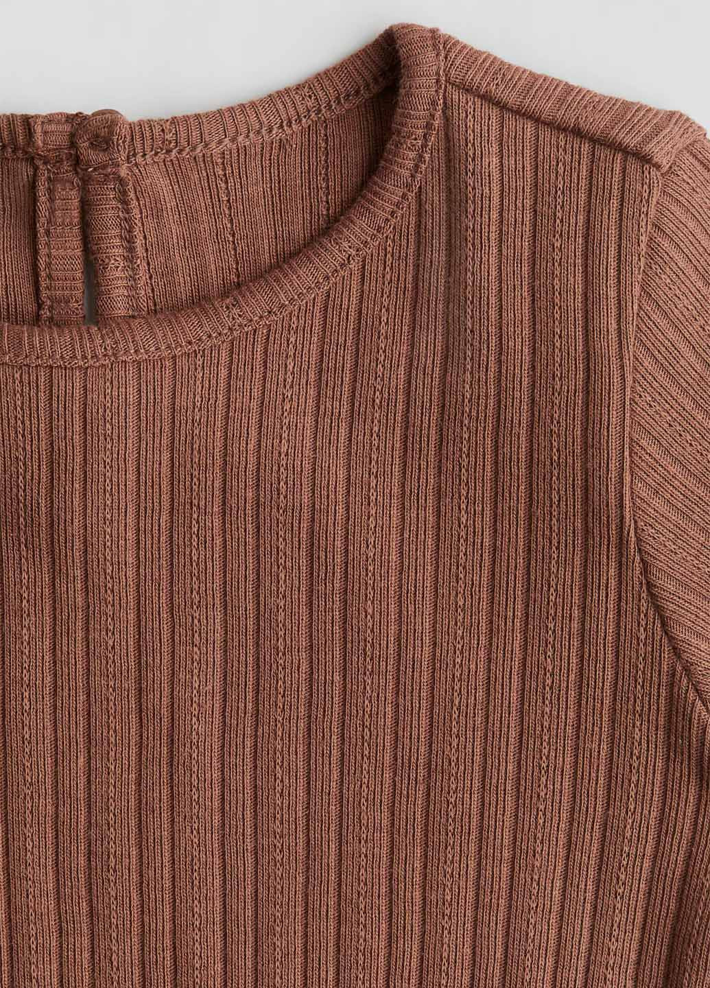 Коричневый демисезонный кэжуал лонгслив H&M однотонный