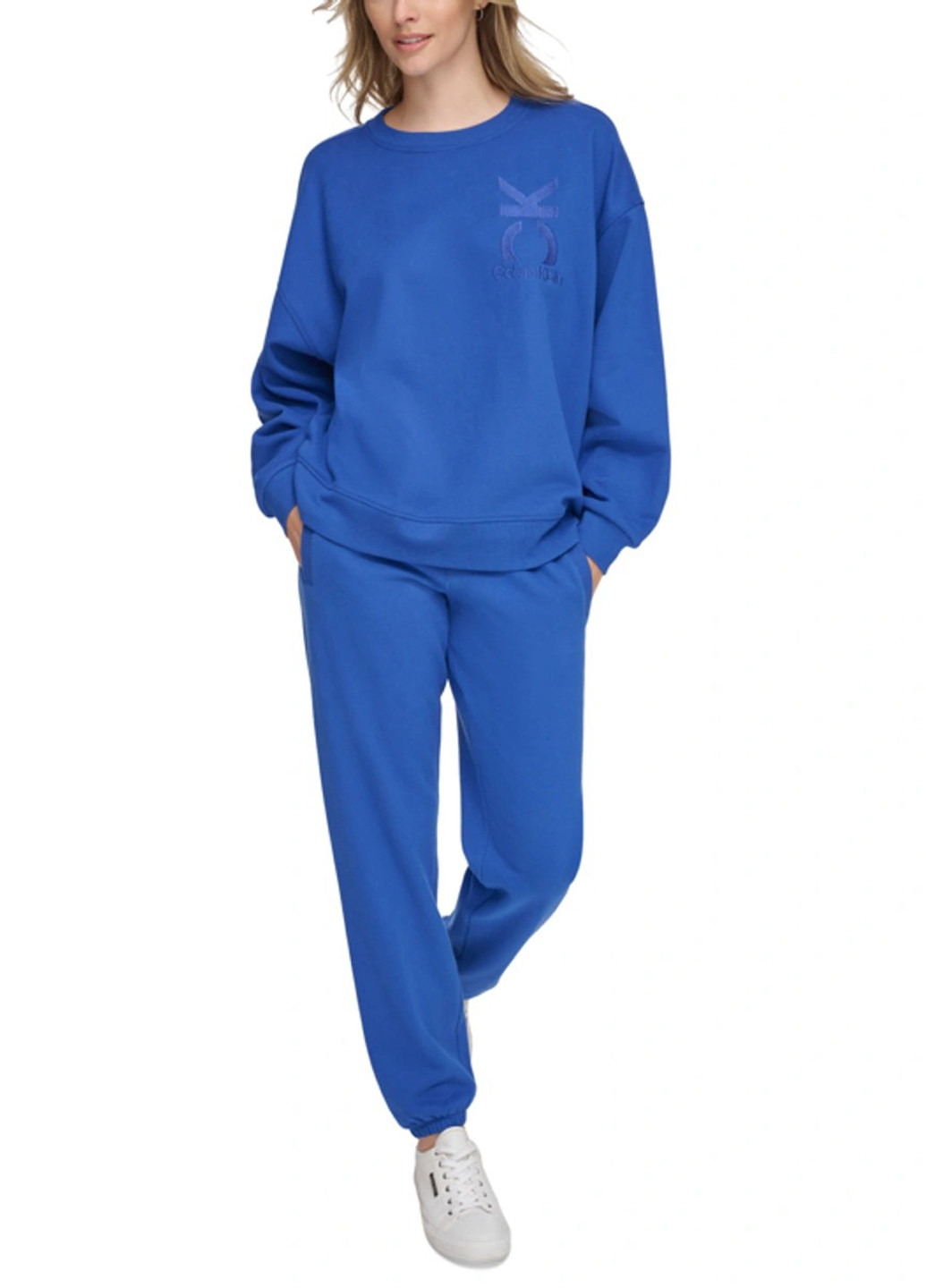 Синій світшот Calvin Klein логотип вишивка (307636996)