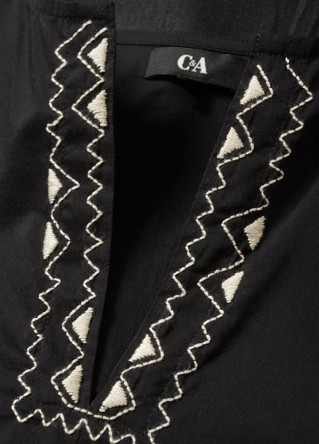 Чорна вишиванка C&A візерунок однотонний пряма бавовна (339851002)